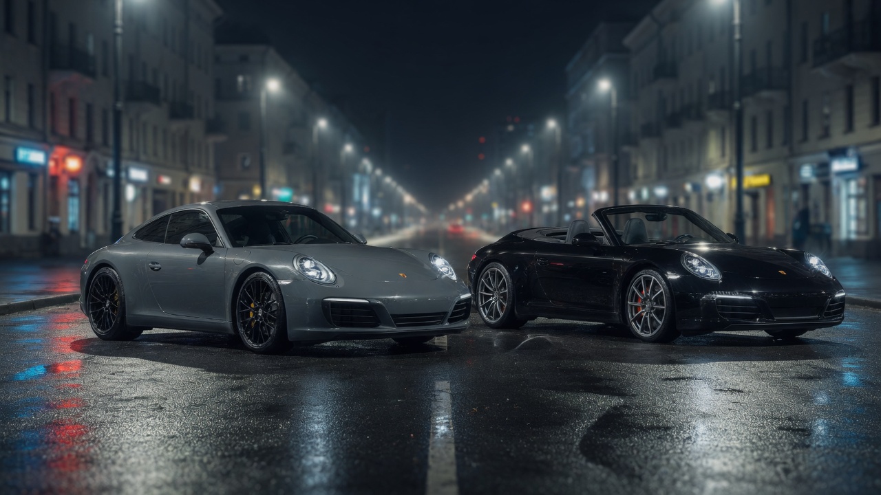 VipDriver: серое купе Porsche 911 991 и чёрный кабриолет 911 991 в Минске